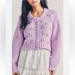 Loveshackfancy Emilie Embroidered Cardigan-never worn!